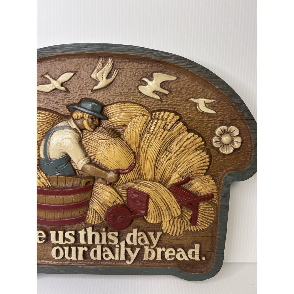 1986 Burwood Products USA Give Us This Day Our Daily Bread Wall Art Hanging - Picture 3 of 7